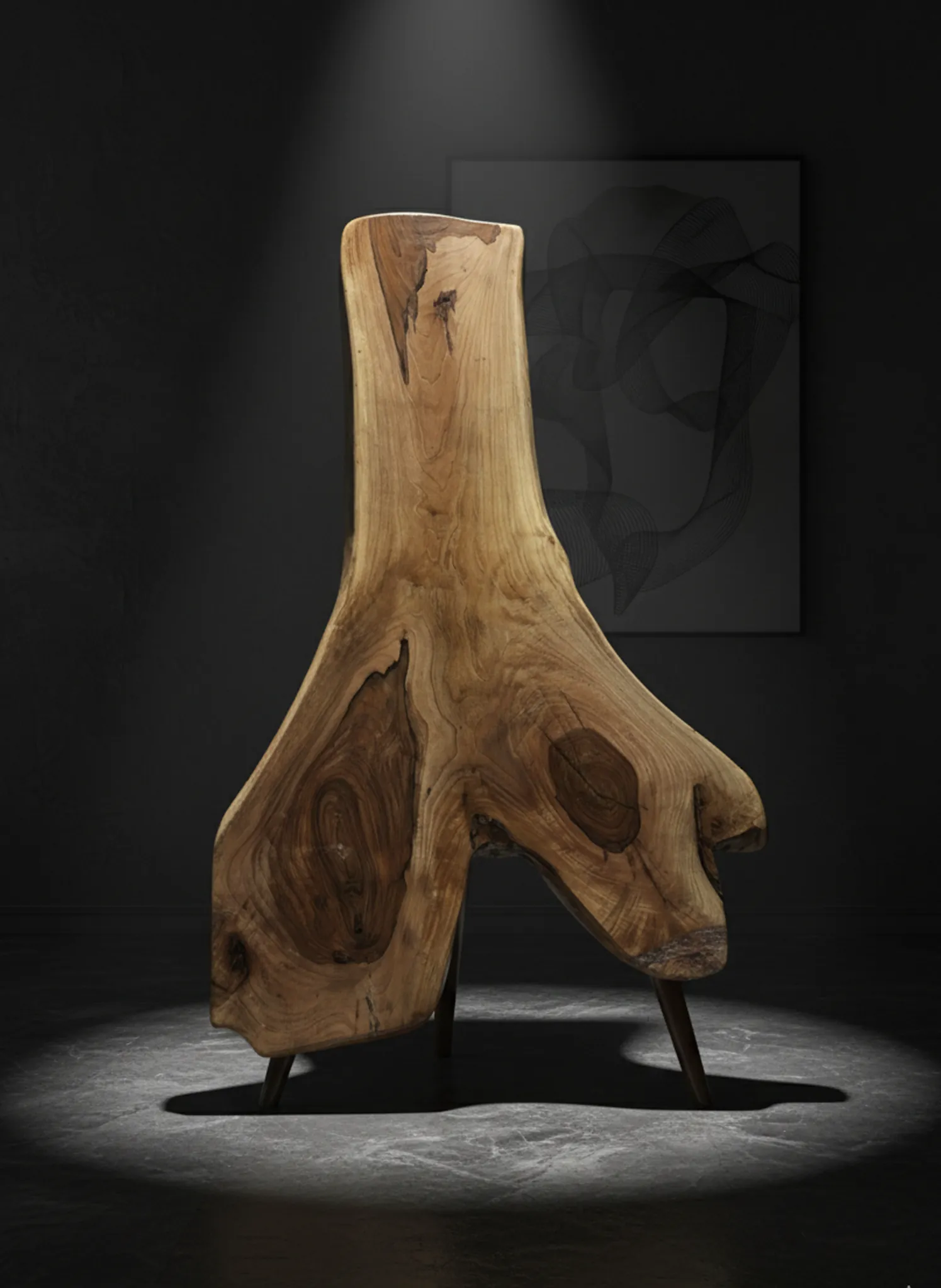 European Walnut live edge slab with rich grain