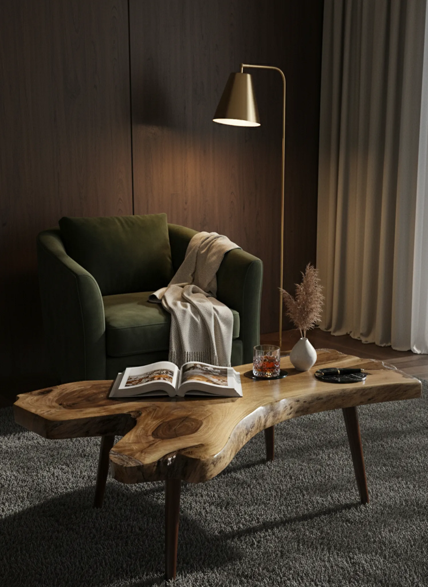 Chestnut wood slab with unique texture